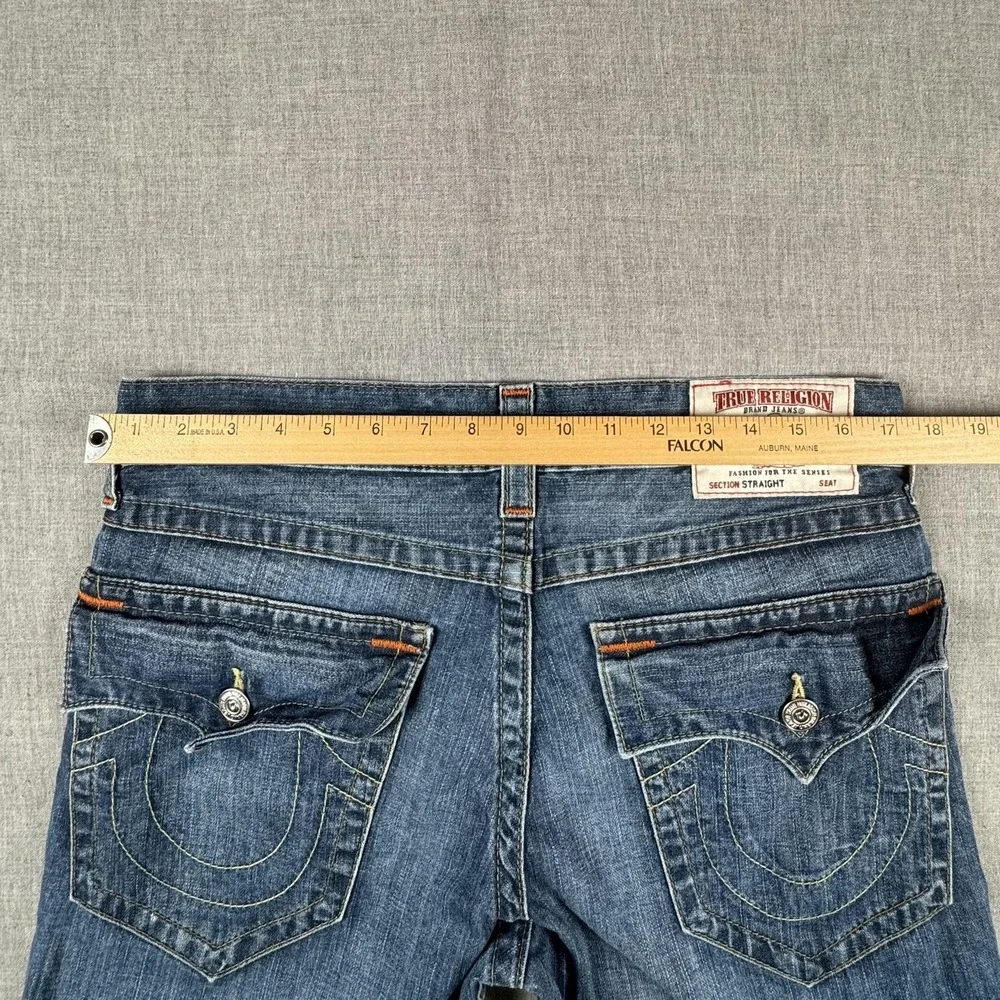 True Religion Section Straight Jeans Mens 33x33 Blue Straight Leg Flap Pocket